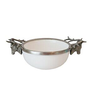 Vintage Vagabond House Lodge Style Elk Head Stoneware Bowl Deer Stag